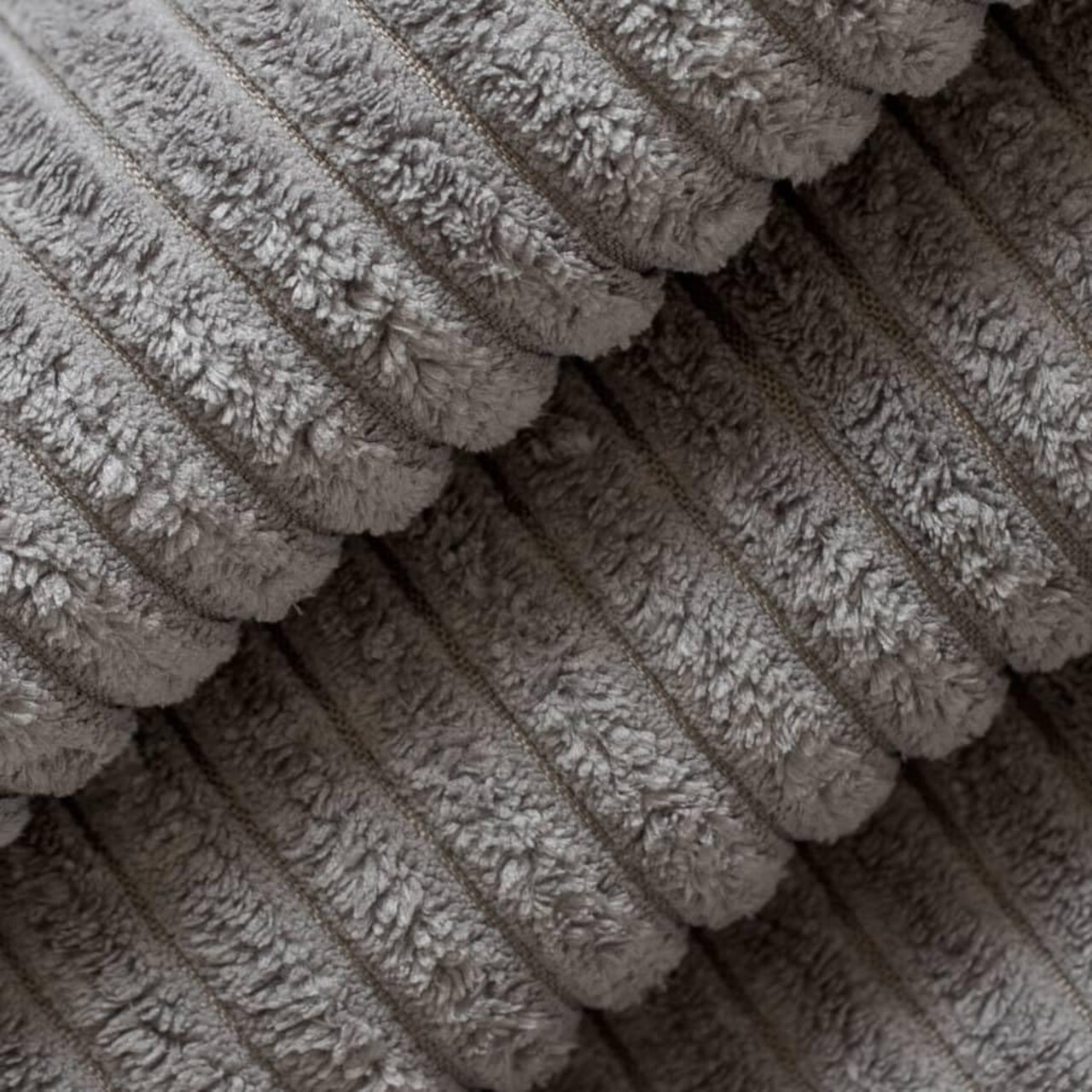 Grey Plain Small Scale Corduroy Chenille Upholstery Fabric by The Yard - SKU: Rosetta Flint